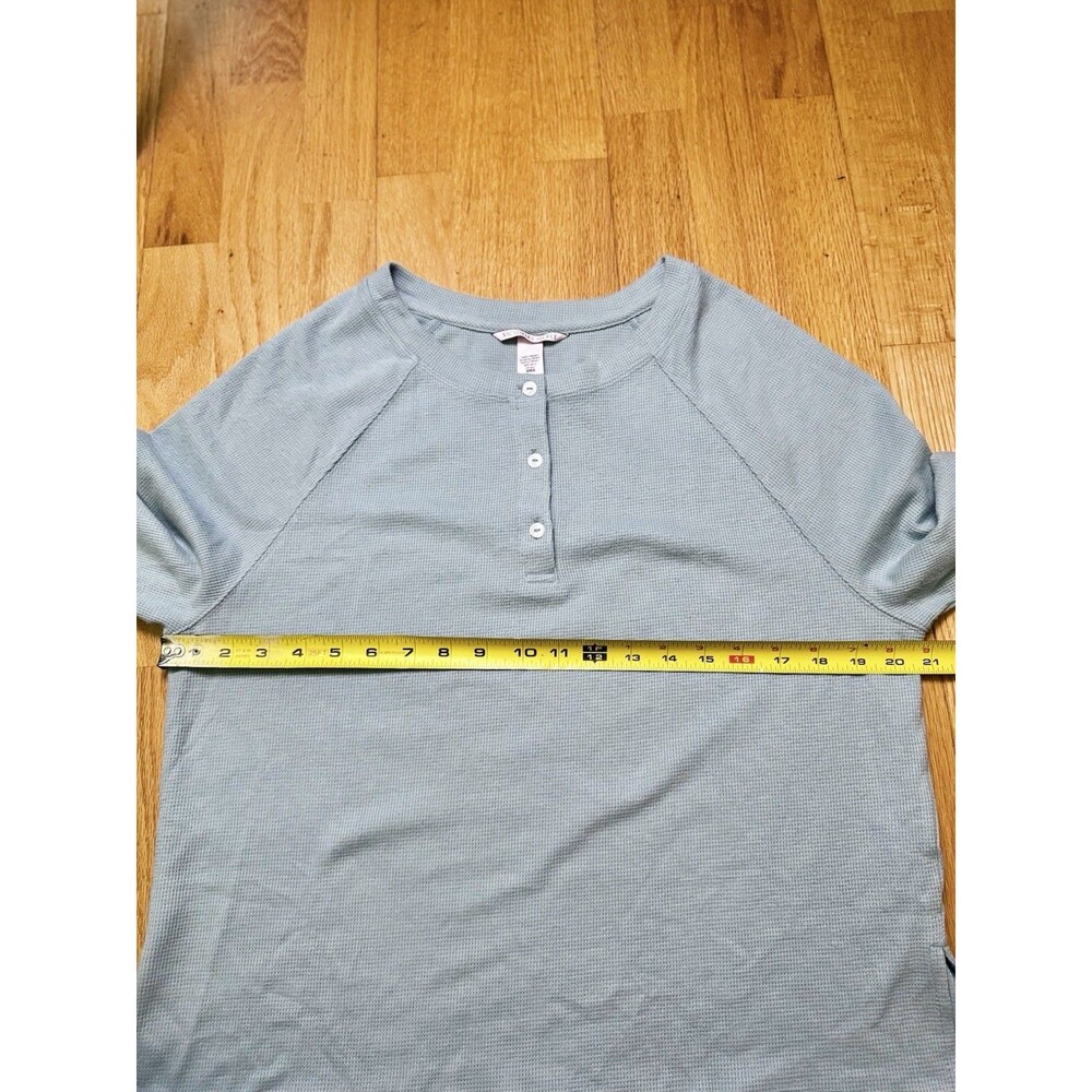 Victoria’s Secret Women’s Waffle Knit Long Sleeve Henley Shirt Mint Green Size S - Picture 7 of 13